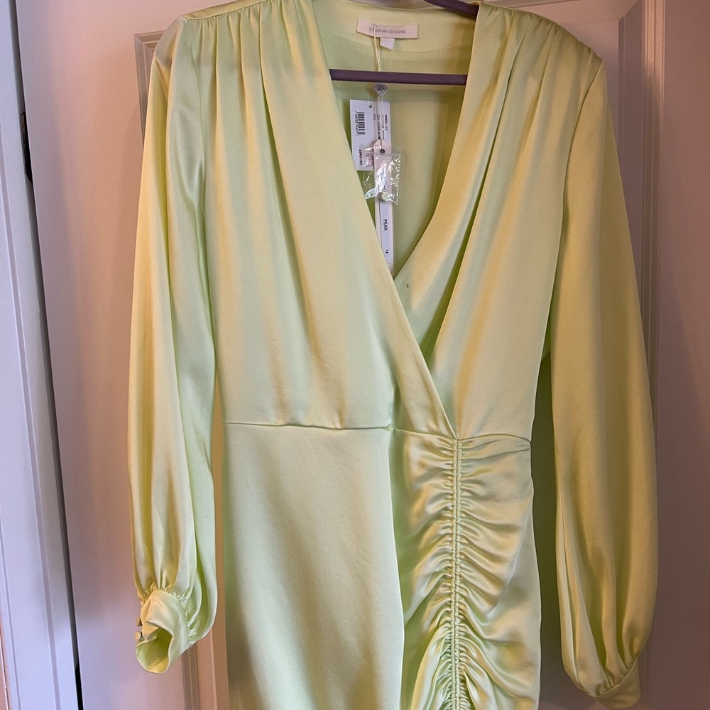 *NWT* Jonathan Simkhai Green Long Sleeve Silk Dress